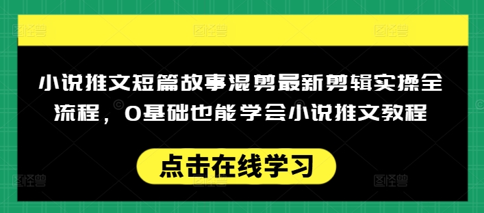 小说推文短篇故事混剪最新剪辑实操全流程，0基础也能学会小说推文教程，肯干多发日入多张-仙女副业网