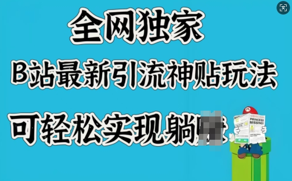 全网独家，B站最新引流神贴玩法，可轻松实现躺Z-仙女副业网