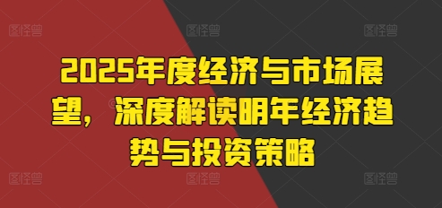 2025年度经济与市场展望，深度解读明年经济趋势与投资策略-仙女副业网