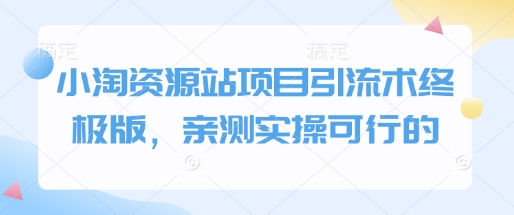 小淘资源站项目引流术终极版，亲测实操可行的-仙女副业网