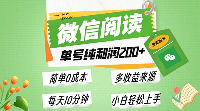 最新微信阅读6.0，每日5分钟，单号利润200+，可批量放大操作，简单0成本-仙女副业网