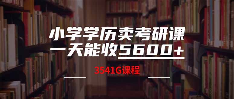 小学学历卖考研课程，一天收5600(附3580G考研合集-仙女副业网