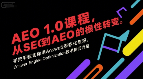AEO 1.0 课程，从SEO到AE0的基命性转变，手把手教会你用AnswerEngineOptimization技术抢回流量-仙女副业网