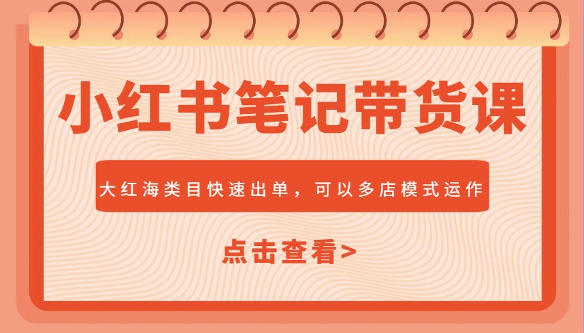 小红书笔记带货课，大红海类目快速出单，市场大，可以多店模式运作(更新)-仙女副业网