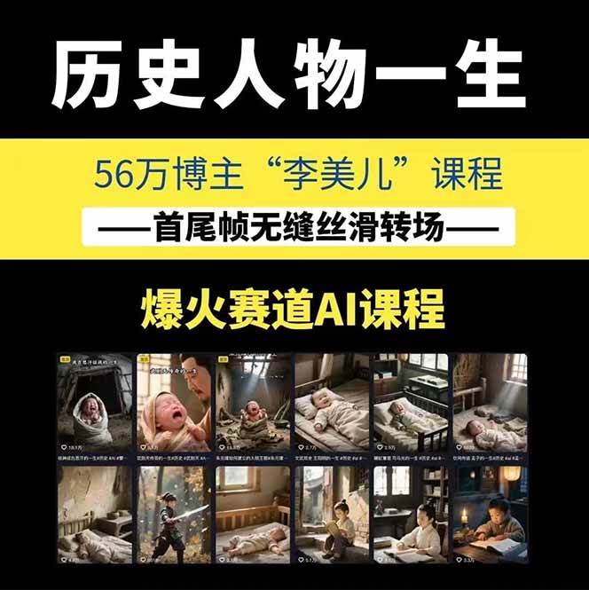 图片[1]-AI历史人物短视频创作，含IP打造、首尾帧无缝转场、智能体视频制作等核心教学内容-仙女副业网