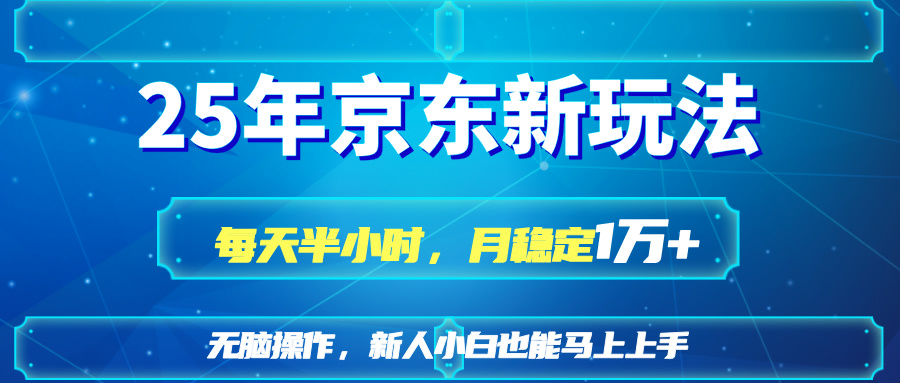 25京东新玩法，每天半小时，月稳定1W+-仙女副业网