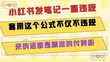 小红书发笔记一直违规，套用这个公式不仅不违规，来的还都是精准的付费粉-仙女副业网