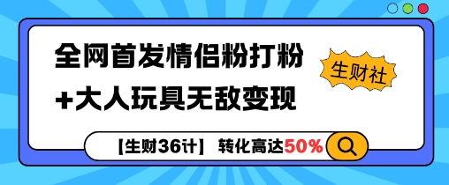 【生财36计】全网首发情侣粉打粉+大人玩具无敌变现-仙女副业网