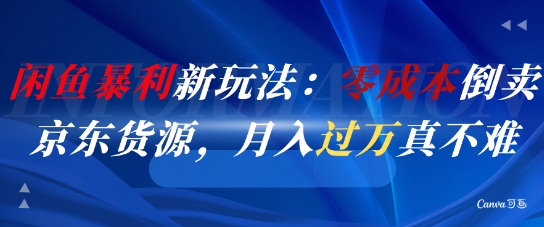 闲鱼暴利新玩法：零成本倒卖京东货源，月入过1W真不难-仙女副业网
