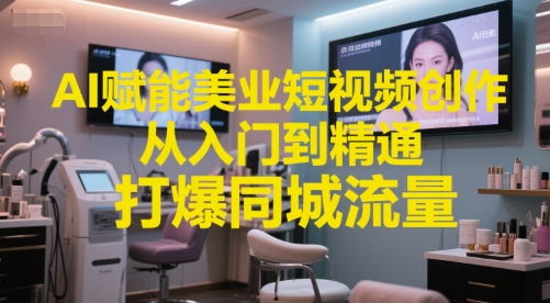 AI赋能美业短视频创作，从入门到精通，打爆同城流量，超级AI工具短视频实操落地-仙女副业网