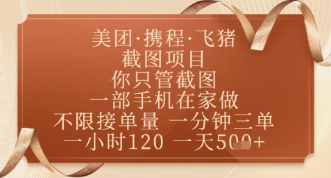 飞猪美团截图项目，你只管截图，一部手机在家做，正规平台无套路，一天5张+【揭秘】-仙女副业网