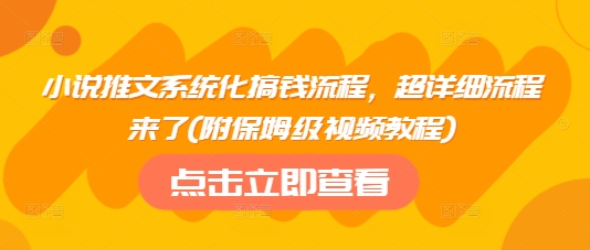 小说推文系统化搞钱流程，超详细流程来了(附保姆级视频教程)-仙女副业网