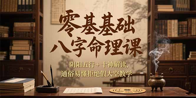 零基础八字命理课，阴阳五行+十神解读，通俗易懂拒绝假大空教学-仙女副业网