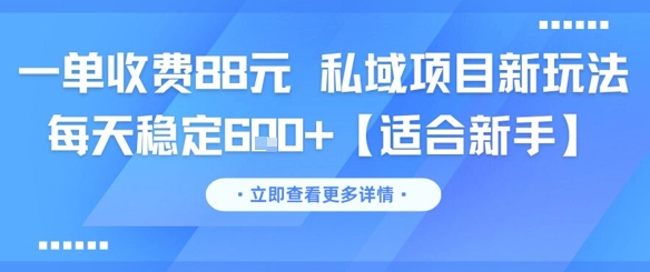 一单收费88元 私域项目新玩法 每天稳定6张+【适合新手】-仙女副业网