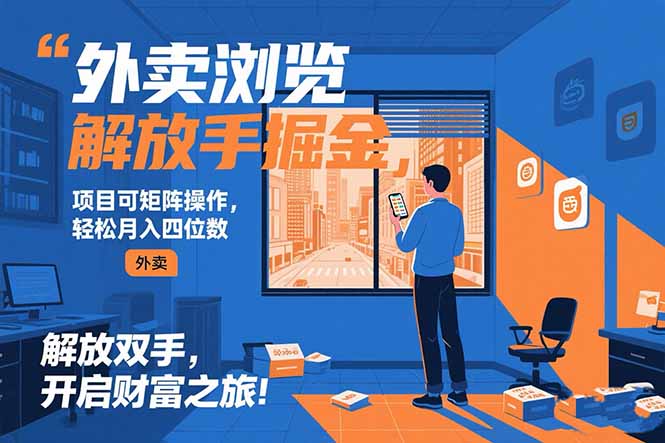 外卖浏览掘金项目 可矩阵操作 轻松日入500+-仙女副业网