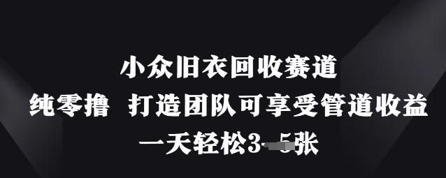 小众旧衣回收赛道，纯零撸 打造团队可享受管道收益，一天轻松3张-仙女副业网