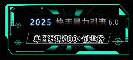 2025年快手6.0保姆级教程震撼来袭，单日狂吸300+精准创业粉-仙女副业网