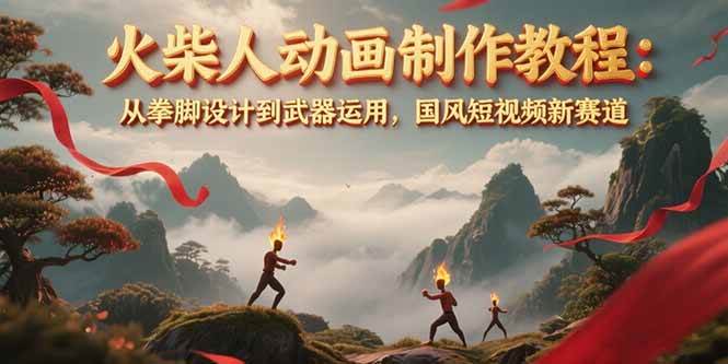 火柴人动画制作教程：从拳脚设计到武器运用，国风短视频新赛道-仙女副业网