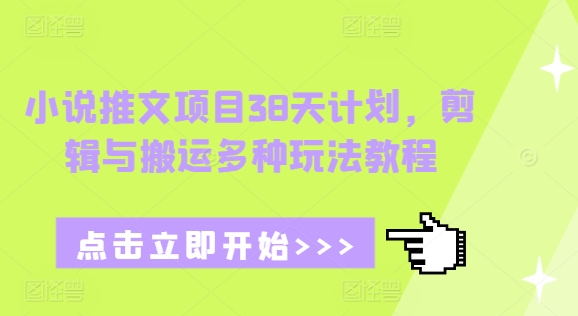 小说推文项目38天计划，剪辑与搬运多种玩法教程-仙女副业网
