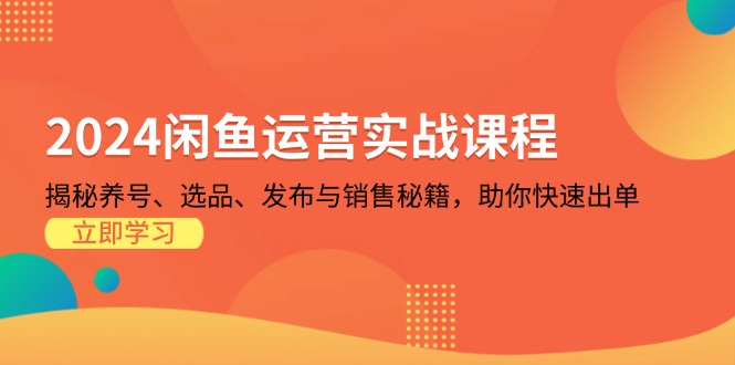 2024闲鱼运营实战课程：揭秘养号、选品、发布与销售秘籍，助你快速出单-仙女副业网