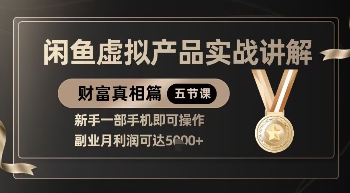 精品！闲鱼虚拟产品实战讲解，新手一部手机即可操作，副业月利润可达5k+-仙女副业网