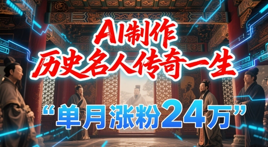 暴力起号！用AI制作历史名人传奇一生，单月涨粉24W，涨粉+变现赛道黑马来了-仙女副业网
