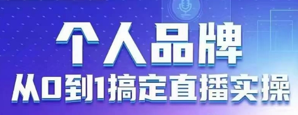 个人品牌：从0到1搞定直播实操，用直播为你的个人品牌赋能，六大实操板块，放大个人影响力-仙女副业网