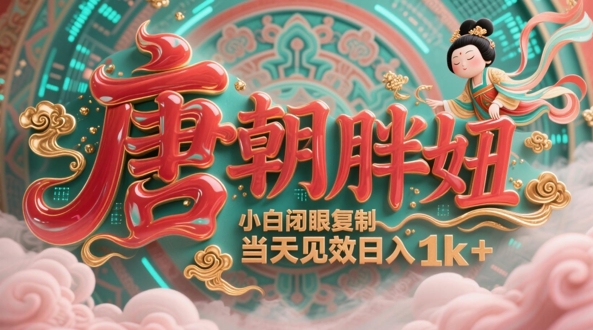 用AI克隆“唐朝胖妞”日更3条，平台疯狂推流，小白闭眼复制，当天见效，日入1k+-仙女副业网