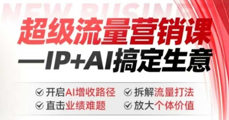 2025年超级流量营销课，IP+AI搞定生意，开启AI增收路径 直击业绩难题 拆解流量打法 放大个体价值-仙女副业网