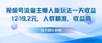 视频号流量主懒人新玩法，一天收益1k，人群精准收益高-仙女副业网