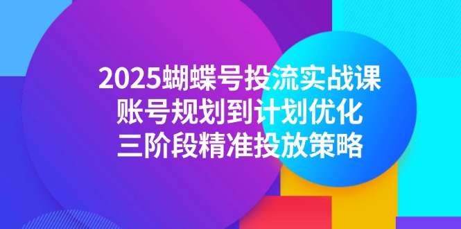 2025蝴蝶号投流实战课，账号规划到计划优化，三阶段精准投放策略-仙女副业网