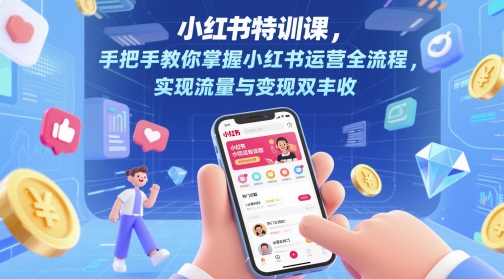 小红书特训课，手把手教你掌握小红书运营全流程，实现流量与变现双丰收-仙女副业网