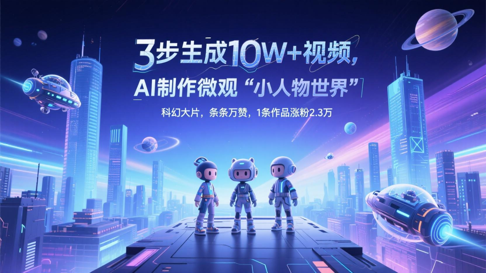 三步生成10W+视频，AI制作微观“小人物世界”科幻大片，条条万赞，1条作品涨粉2.3万-仙女副业网