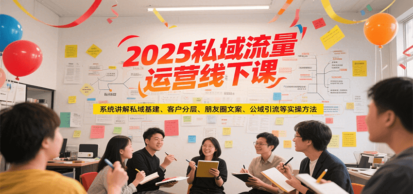 2025私域流量运营线下课，系统讲解私域基建/客户分层/朋友圈文案/公域引流等实操方法-仙女副业网