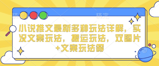 小说推文最新多种玩法详解，实况文案玩法，搬运玩法，双图片+文案玩法等-仙女副业网