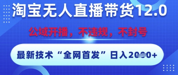 淘宝无人直播带货12.0，最新技术，不封号，不违规，操作简单，开播爆单，日入多张【揭秘】-仙女副业网