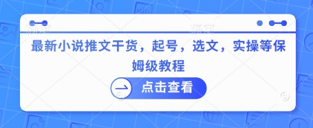 最新小说推文干货，起号，选文，实操等保姆级教程-仙女副业网