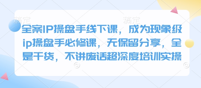 全案IP操盘手线下课，成为现象级ip操盘手必修课，无保留分享，全是干货，不讲废话超深度培训实操-仙女副业网