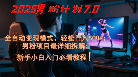 2025男粉计划7.0，全自动变现模式，轻松日入5张+，新手小白必看课程-仙女副业网