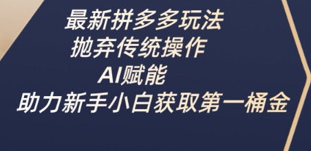 最新拼多多玩法，抛弃传统操作，AI赋能，助力新手小白获取第一桶金-仙女副业网