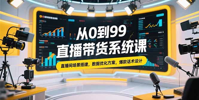 从0到99直播带货系统课，直播间场景搭建，数据优化方案，爆款话术设计-仙女副业网