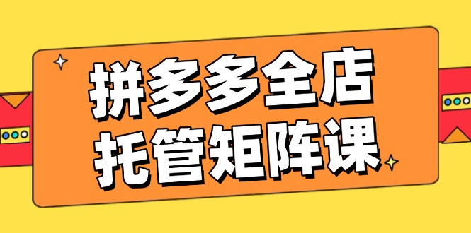 拼多多全店托管矩阵课，盈利动销玩法，高效计划设置，提升店铺效益-仙女副业网