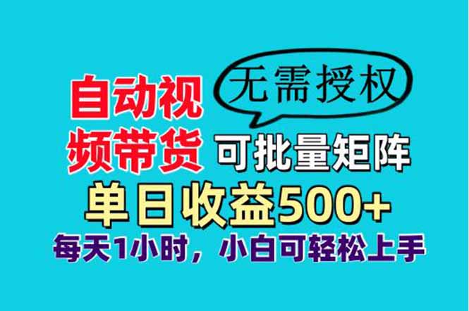 自动视频带货，可批量矩阵，单日收益500+、轻松实现睡后收益，小白可...-仙女副业网