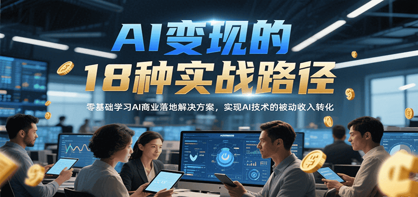 AI变现的18种实战路径，零基础学习AI商业落地解决方案，实现AI技术的被动收入转化-仙女副业网
