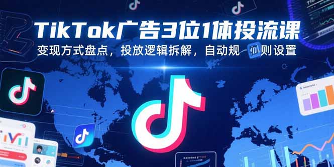 TikTok广告3位1体投流课，变现方式盘点，投放逻辑拆解，自动规则设置-仙女副业网