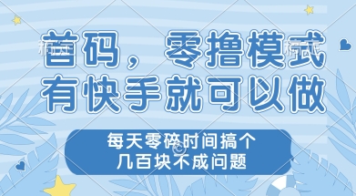 首码零撸项目，有快手就可以做，每天业务时间搞个几张不是问题【揭秘】-仙女副业网
