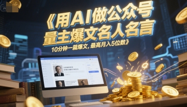 用AI做公众号流量主爆文名人名言，10分钟一篇爆文，最高月入5位数-仙女副业网