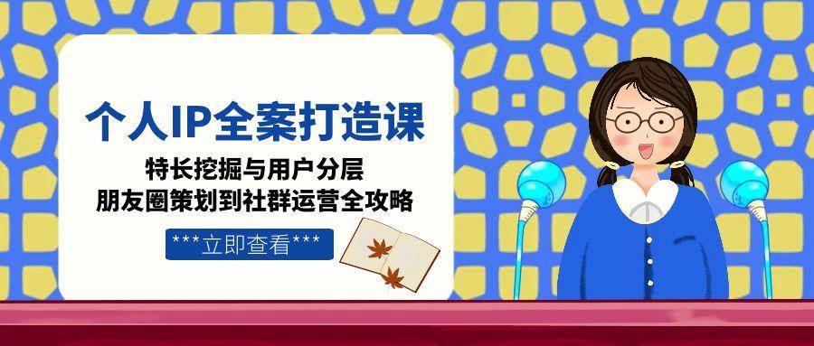个人IP全案打造课，特长挖掘与用户分层，朋友圈策划到社群运营全攻略-仙女副业网