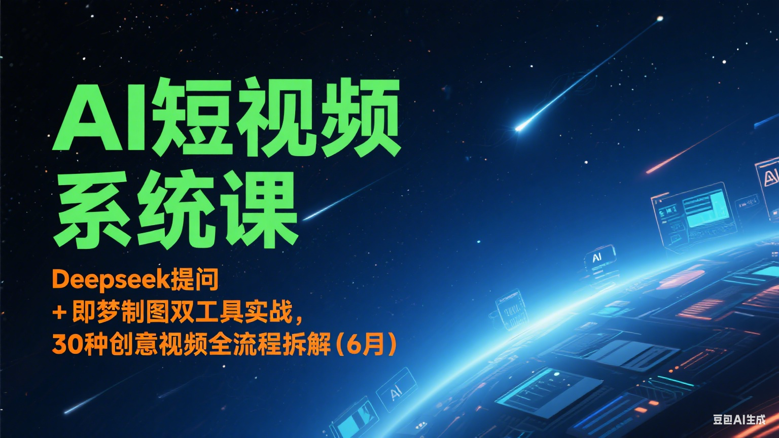 AI短视频系统课：Deepseek提问 + 即梦制图双工具实战，30种创意视频全流程拆解(6月)-仙女副业网