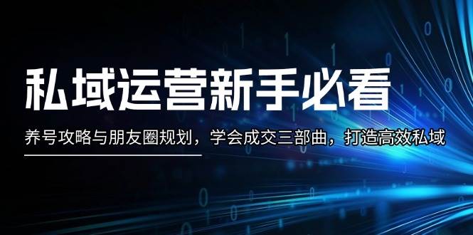 私域运营新手必看：养号攻略与朋友圈规划，学会成交三部曲，打造高效私域-仙女副业网